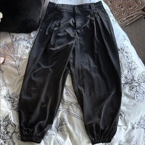 Pink Lily Black Satin Trousers